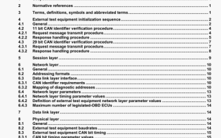 ISO 15765-4 pdf download – Road vehicles – Diagnostics on Controller Area Networks (CAN)—Part 4: Requirements for emissions-related systems
