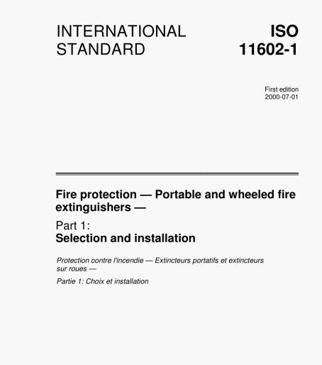 ISO 11602-1 pdf download – Fire protection- Portable and wheeled fire extinguishers — Part 1: Selection and installation